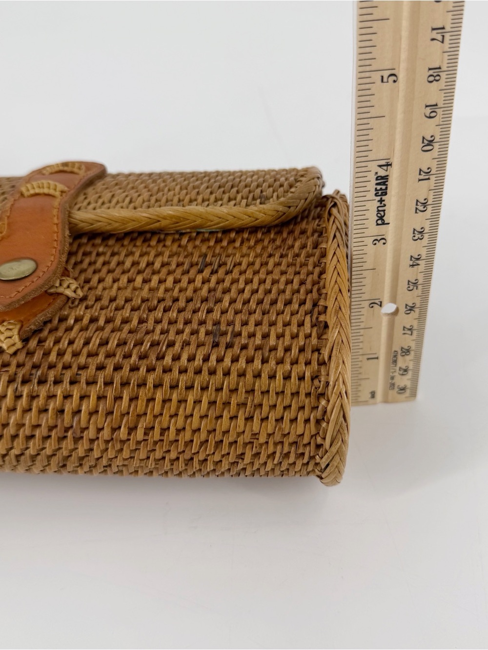 Mini Rattan Crossbody Leather Purse Bali Straw Wicker Boho Clutch - Picture 4 of 9